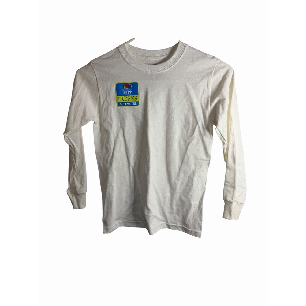 Fruit of the Loom Boys White Long Sleeve Shirt Size Small 6 7 Cotton Basic Tee